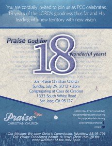 PCC 18th Anniversary flyer with info